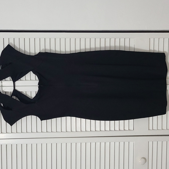 SZ 10 Cache Black Sleeveless Cut-Out Tailored Stretchy Dress - Picture 4 of 16